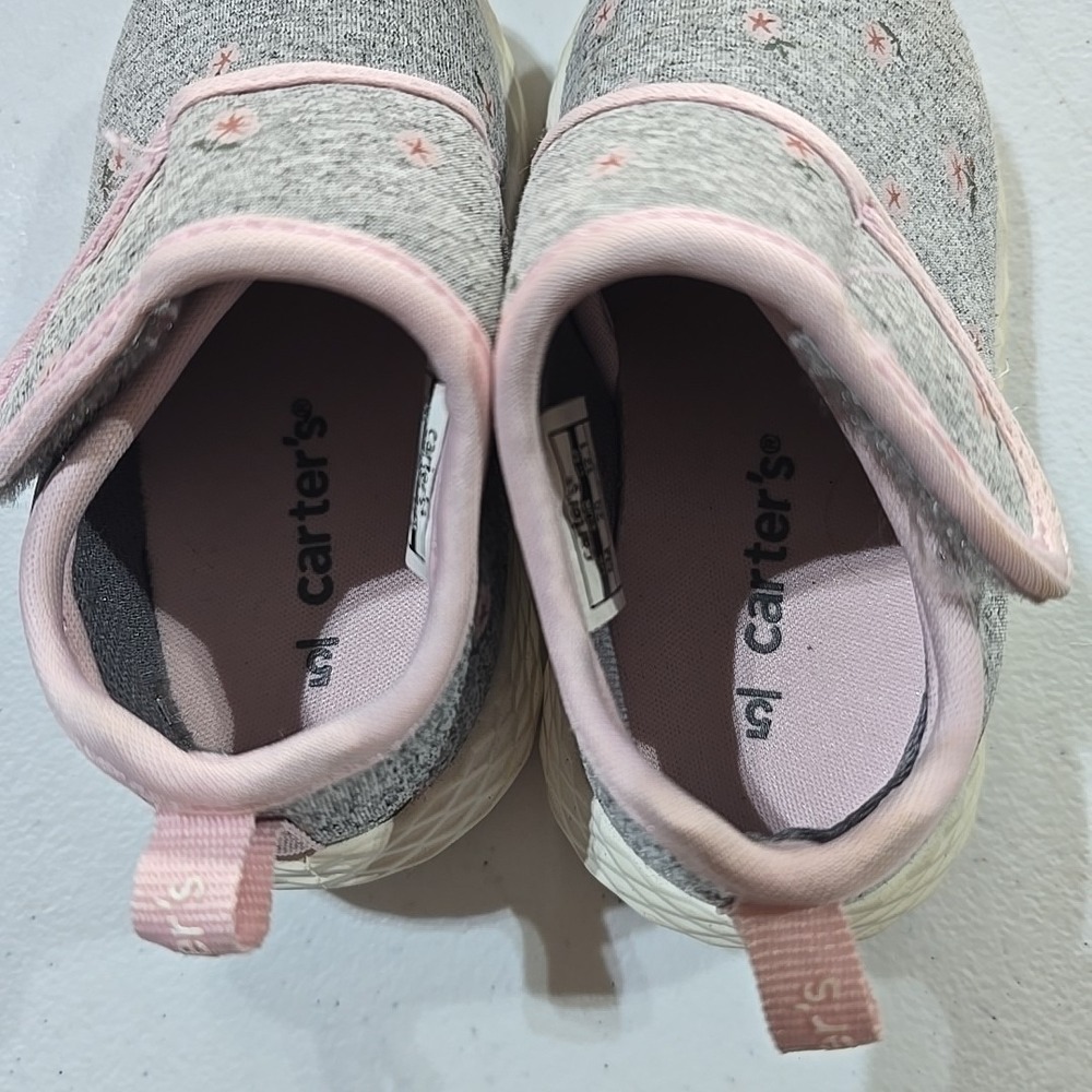 Carter's Baby Girl Floral Gray Walking Sneakers Cat And Jack Pink Size 5c - Picture 4 of 10